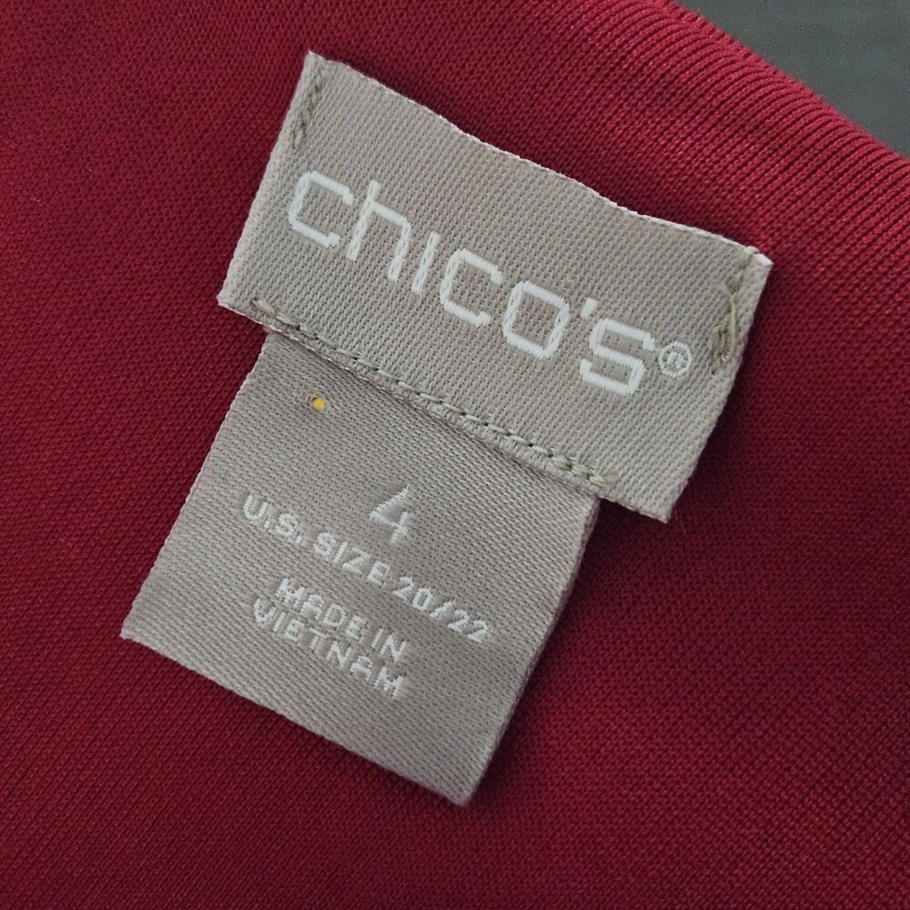 Chicos Red Bell Sleeve Sheath Dress Size 4 20/22 Holiday Cocktail Event Mini - Picture 6 of 6